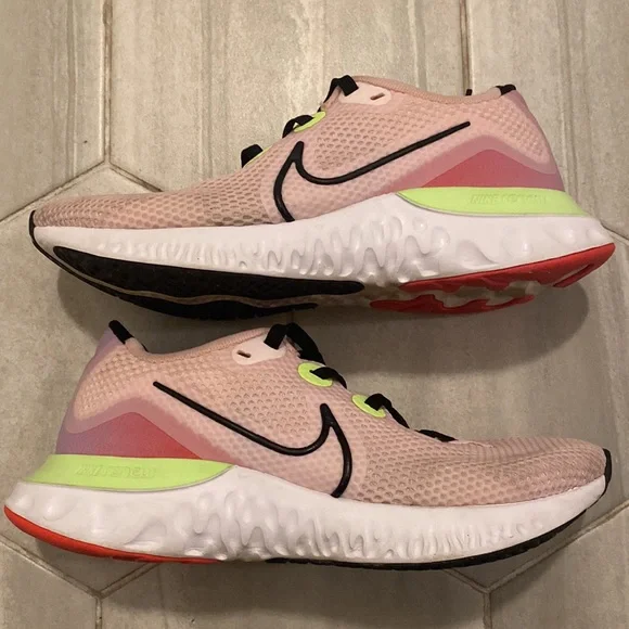 Nike Renew Women's Running Shoes - Pink and Neon Green Yellow - Picture 7 of 12